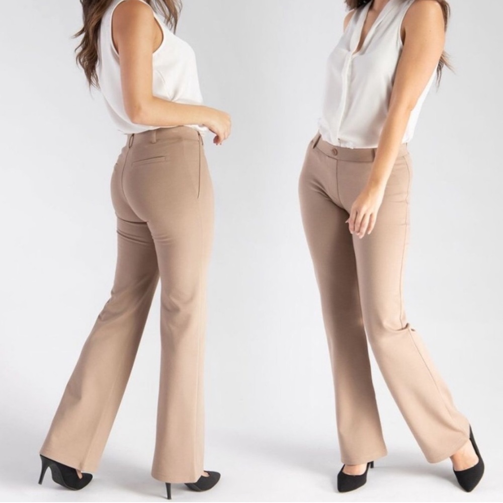 NWT Betabrand Tan Straight Leg Classic Dress Yoga Pants L long